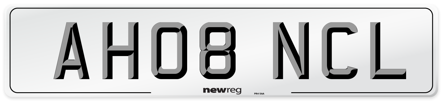 AH08 NCL Number Plate from New Reg